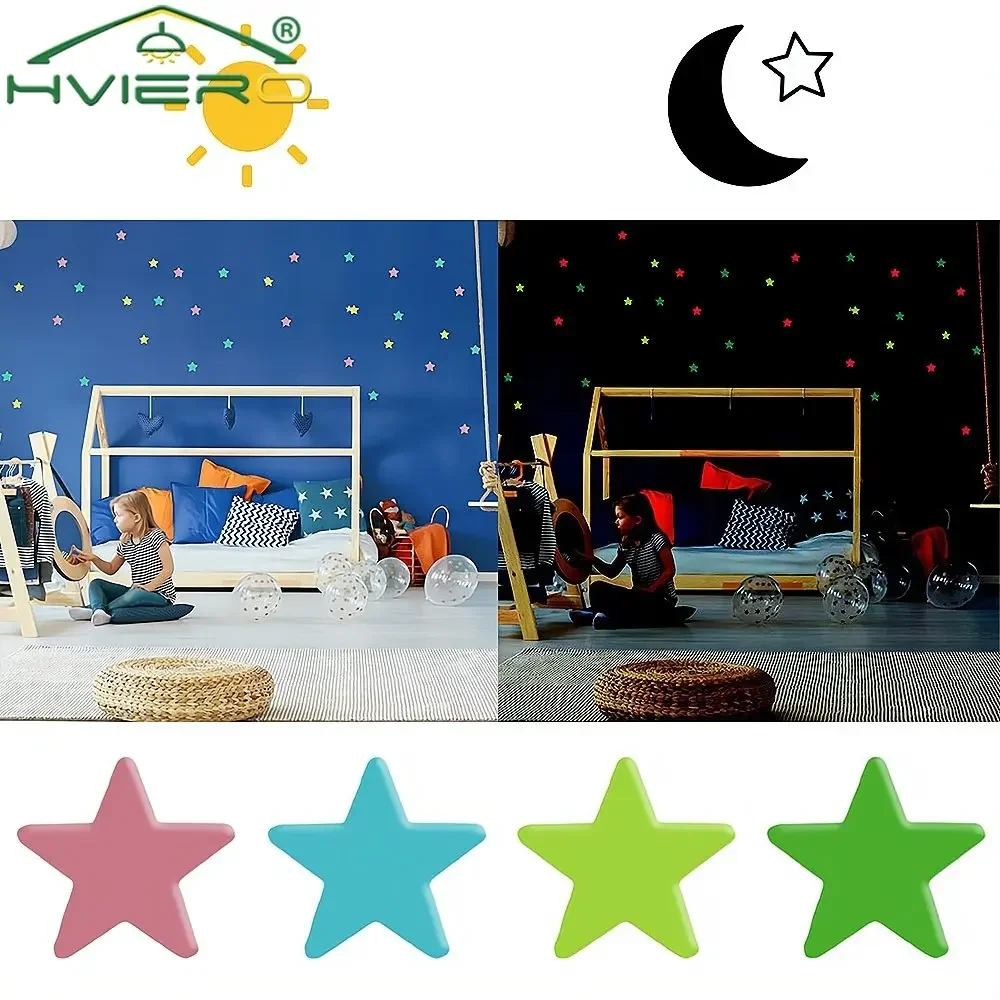 50Pcs 3cm Stars Glow In Dark Luminous Fluorescent Wall Stickers For Kids Baby Room Bedroom Ceiling Home Holiday Party Decoration