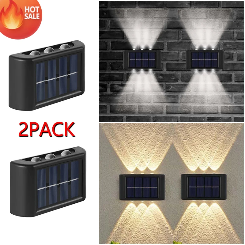 2Pack Solar Outdoor Wall Light Up Down Waterproof Garden Lamp LED for Terrace Fence Courtyard Street Patio Solar Wall Decoration