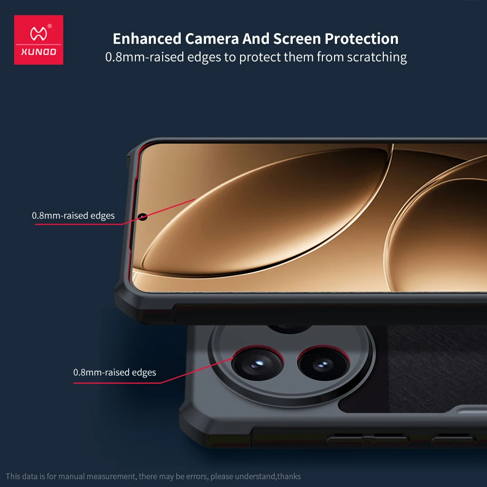 Etui na telefon Xundd do POCO F7 Pro F7 Ultra, odporne na wstrząsy z poduszkami powietrznymi, tylna obudowa TPU+PC, przezroczysta z paskami, odporna na odciski palców. — zdjęcie produktu 3