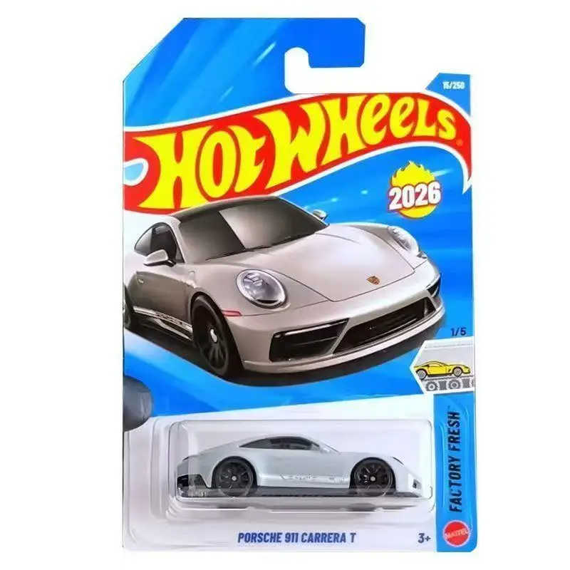 Hot Wheels Cars 2026 A Porsche 911 Carrera T Vehículos de juguete modelo fundido a presión de metal plateado