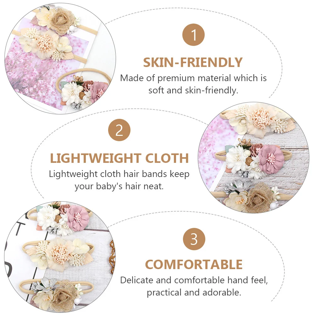 

3 шт. декоративные ленты для волос с цветами, детские повязки на голову, аксессуары для волос с цветочным принтом для малышей, реквизит для фотосессии, детские головные уборы для свадебной вечеринки