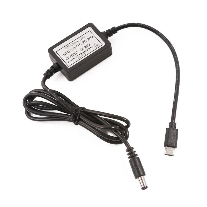 USB C PD12V 15V 20V do 24V DC5.5x2.1mm złącze kabel zasilający szybkie ładowanie dla drukarek i wyświetlaczy 24V diody LED