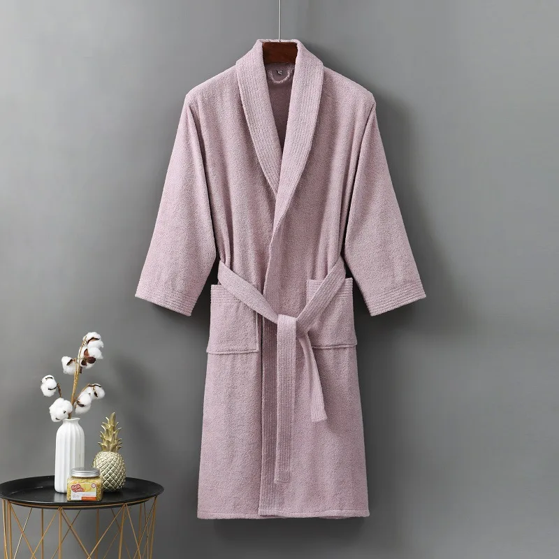 100% Cotton Terry Towel Bathrobe Robe Man And Women Kimono Dressing Gown Sleepwear Water Uptake Hotel Swimming Robe