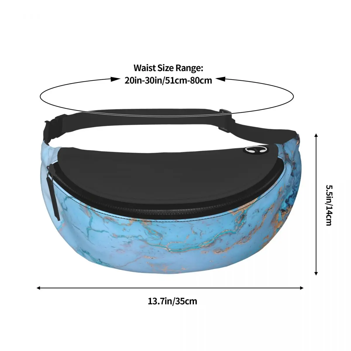 Blue Marble Fanny Pack Men Women Cool Crossbody Waist Bag for Running Phone Money Pouch