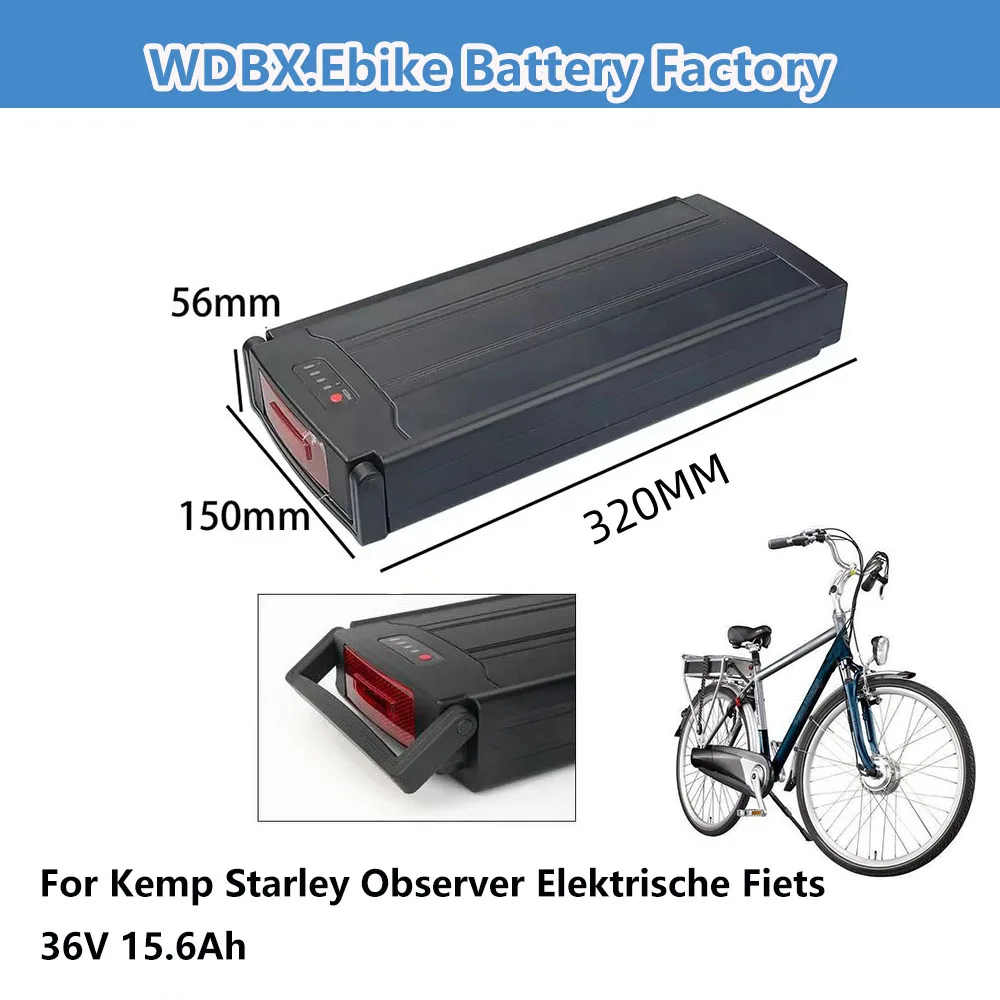 

24V 10Ah Rear Rack Ebike Battery 13Ah 15.6Ah 17.5Ah For Kemp Starley Observer Carrier Luggage Electric Bicycle Battery 250W 350W