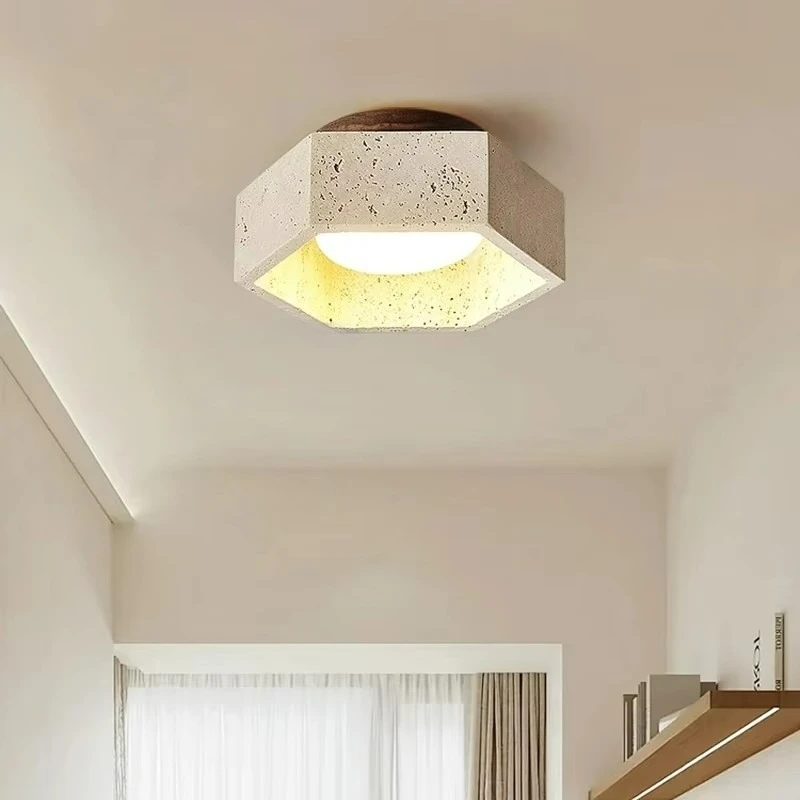 Yellow Cave Stone Lamp Wabi Sabi Wind Ceiling Light Entrance Balcony Corridor Light Includes Light Source E27
