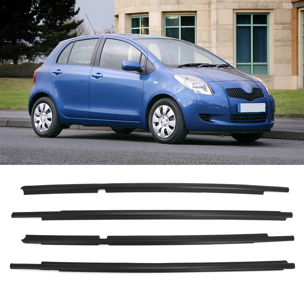 Window Rubber Outside Weatherstrip For Toyota Yaris Hatchback 2006-2013 Glass Laminate Protector Strips Belt 1st Gen 68210-0D100