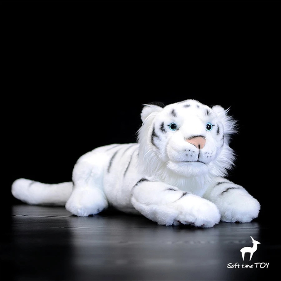 White Tiger High Fidelity อะนิเมะน่ารัก Plushie Bengal Tiger ของเล่นตุ๊กตาสัตว์ที่มีชีวิตชีวาจำลองตุ๊กตาตุ๊กตาคาวาอิของเล่นของขวัญ