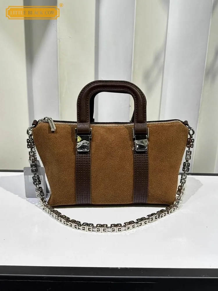 

Vintage Designer Women Suede Pu Leather Handbag Zipper Chain SIngle Shoulder Faux Leather Casual Ladies Underarm Crossbody Bag