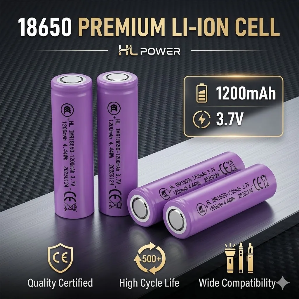 

3.7V 1200mAh High Current 18650 Li-ion Rechargeable Battery For LED Flashlight Torch