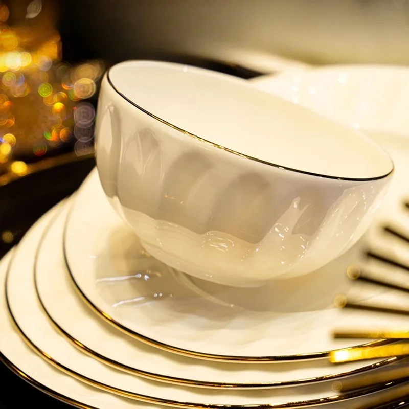 

High-end Jingdezhen, bone china tableware, light luxury and simple Phnom Penh, dish set, dish housewarming gift