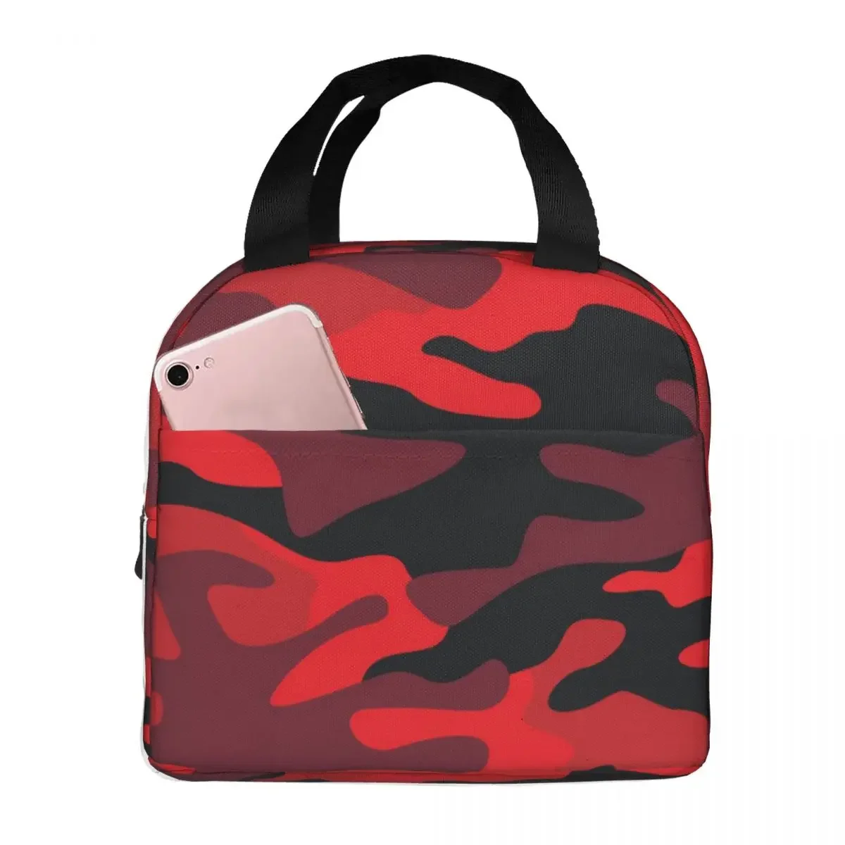 

Military Red Camouflage Insulated Lunch Bags Leakproof Camo Texture Meal Container Cooler Bag Tote Lunch Box Office Travel Boy