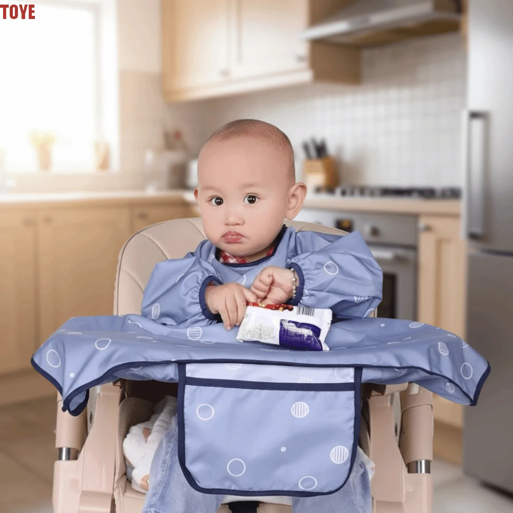 

Waterproof Coverall Baby Bib Mess Proof Anti-Dirty Feeding Bib Polyester Quick-Dry Baby Eating Table Cover Baby Feeding