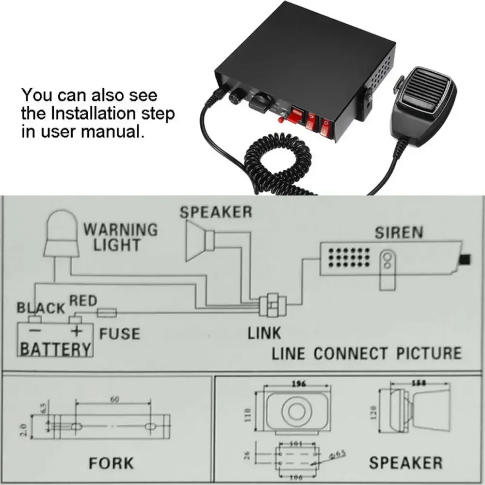 12V/24V 9 Sound Loud Warning Alarm Police Fire Siren Horn PA Speaker MIC System  Microphone Fire Speaker Host 200W/400W