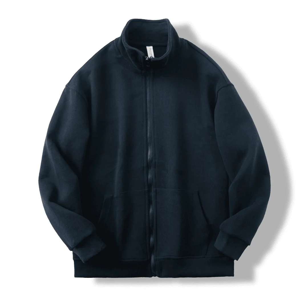 سترة رجالية كاجوال بلون واحد وياقة عالية بسحاب، ملابس خارجية عصرية للخريف، تصميم جديد للجنسين بأكمام طويلة مصنوعة من البوليستر #2