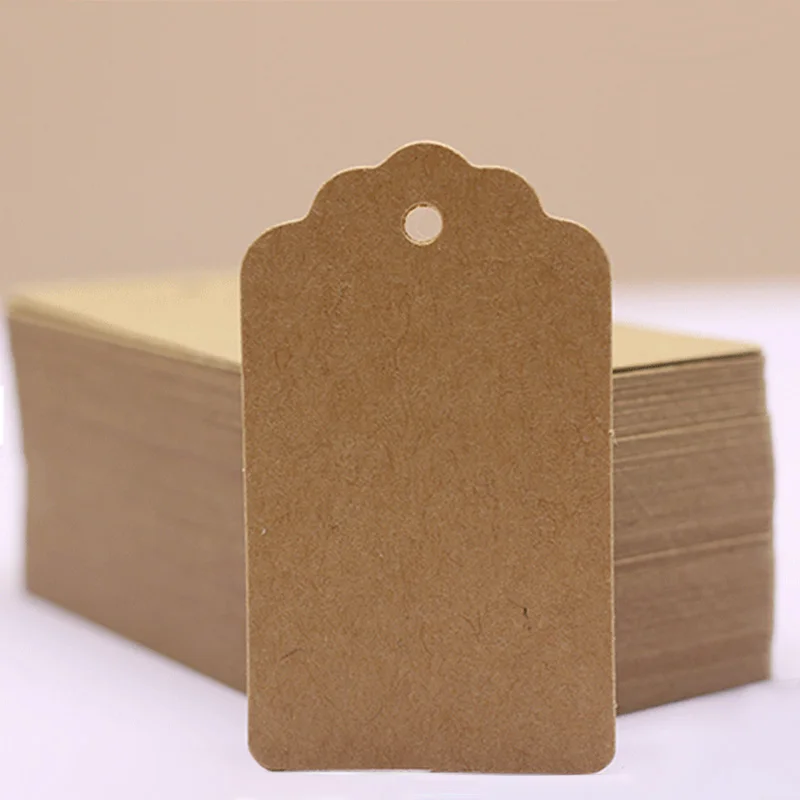 50~100Pcs Scallop Edge Blank Tags Kraft Paper Gift Labels with Hole for DIY Crafts, Party Favors, Price Marking, Daily Use TMZ
