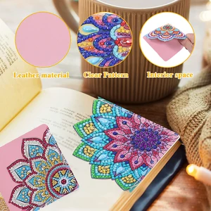 8 buah / set Penanda Lukisan Berlian Mandala DIY Sudut Kulit PU Penanda Mandala Seni Berlian Imitasi Kristal untuk Orang Dewasa 8 mandala berlian penjualan terbaik - №