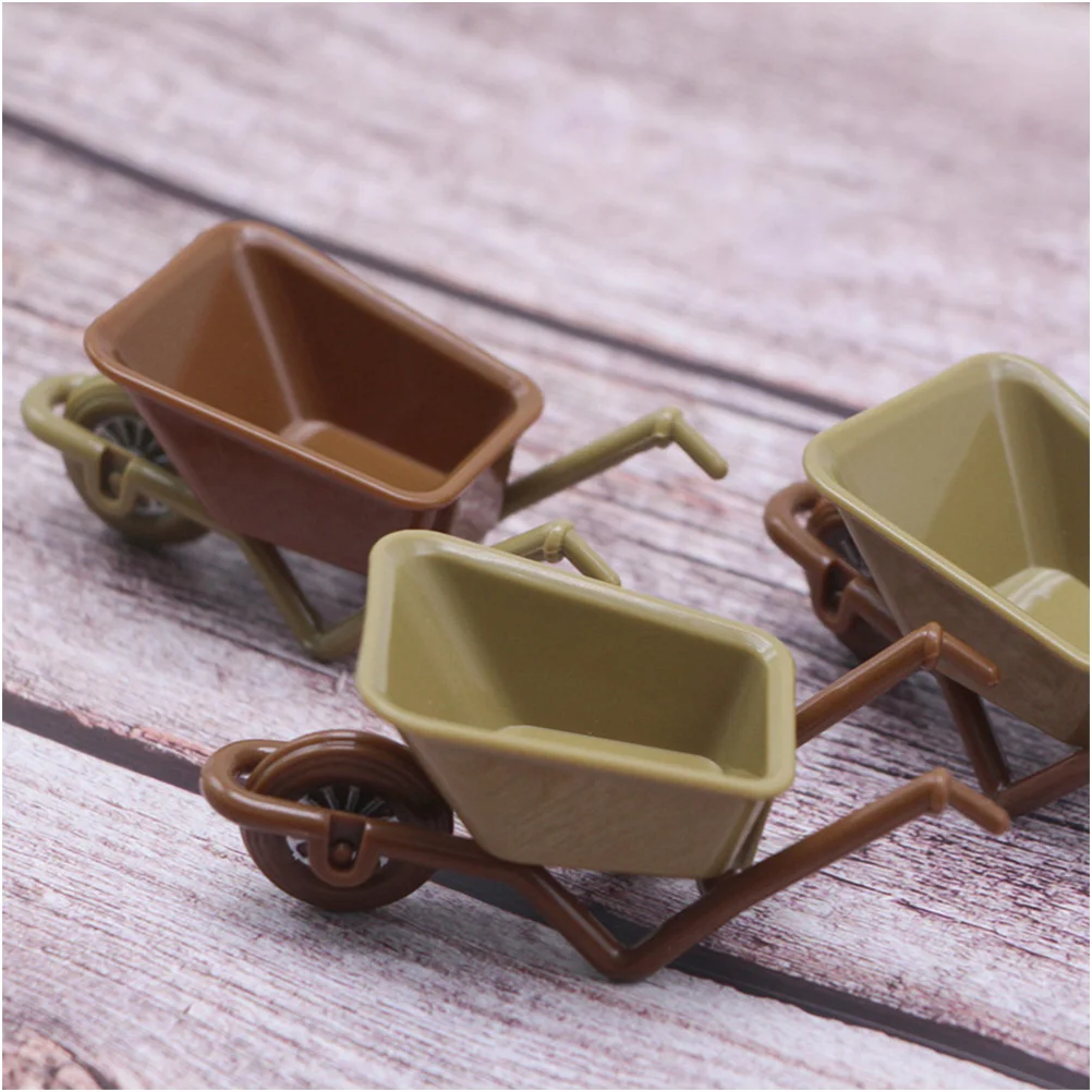 6 Pcs Mini Plastic Cart Wheelbarrow Model Dollhouse Garden Accessories Miniature for