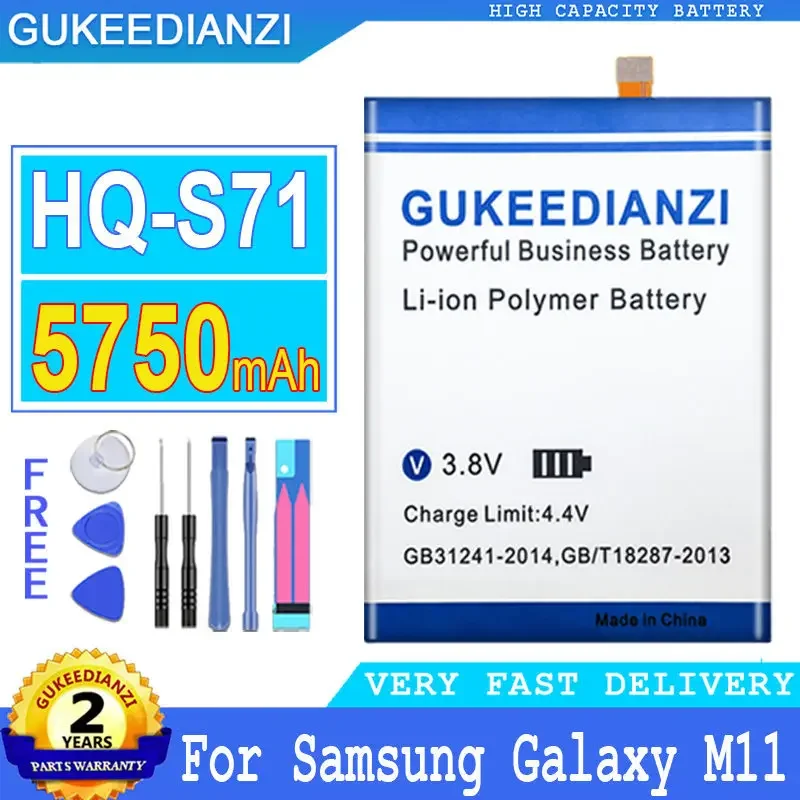 

GUKEEDIANZI HQ-S71 HQ S71 5750mAh High Quality Replacement Battery For Samsung Galaxy M11 Mobile Phone Batteries + Free Tools