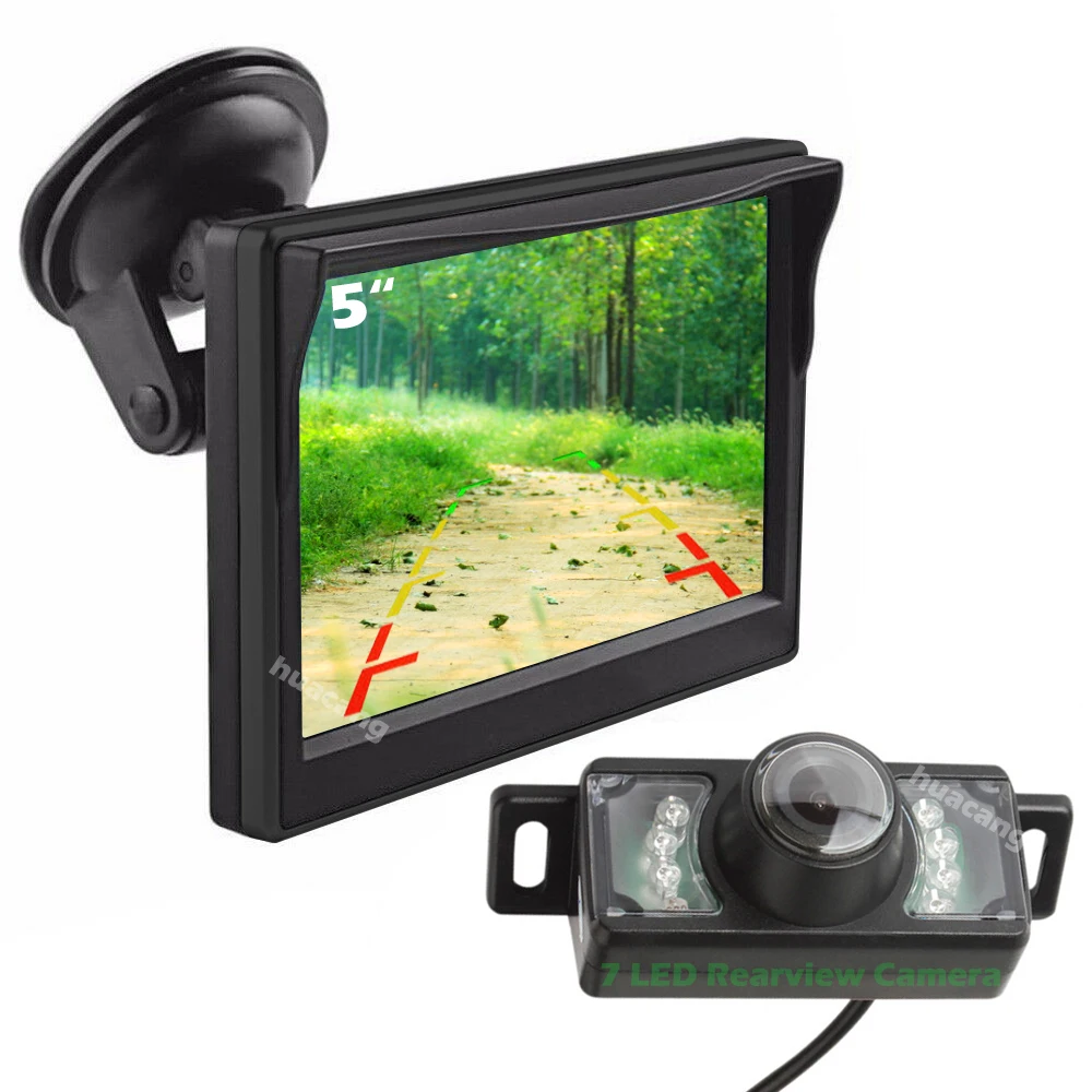 

5" LCD Color HD Rearview Monitor and 7LEDs IR Waterproof Night Vision Reversing Car Camera Vehicle Parking Kit With 6M Cable