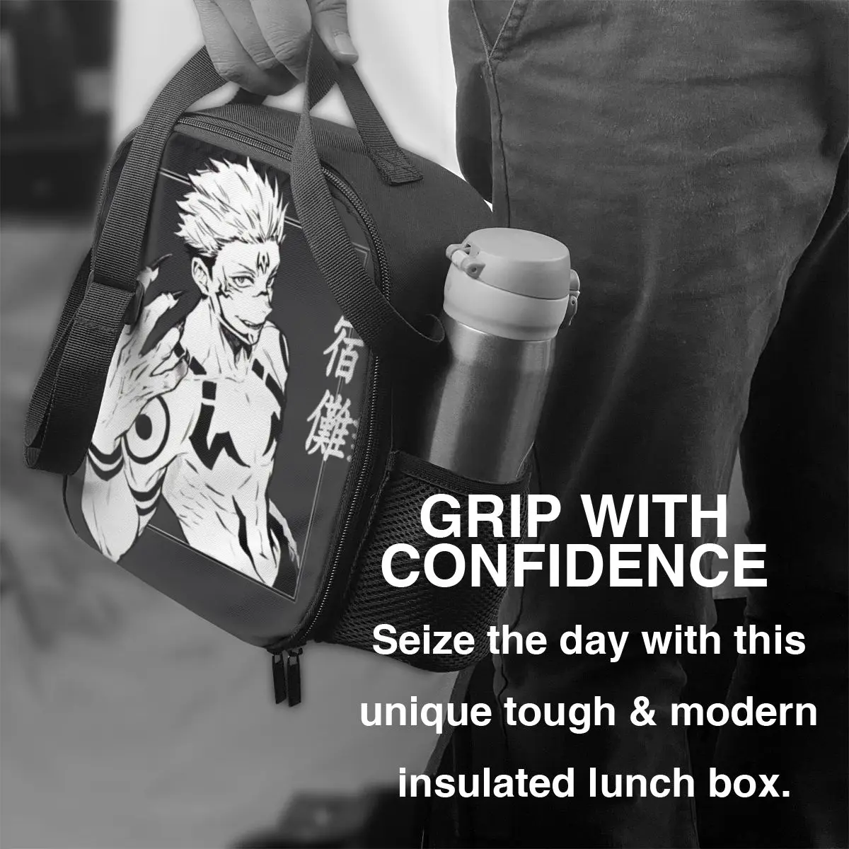 Custom Cool Anime Sukuna Jujutsu Kaisen Lunch Bag Women Warm Cooler Insulated Lunch Box per la scuola dei bambini