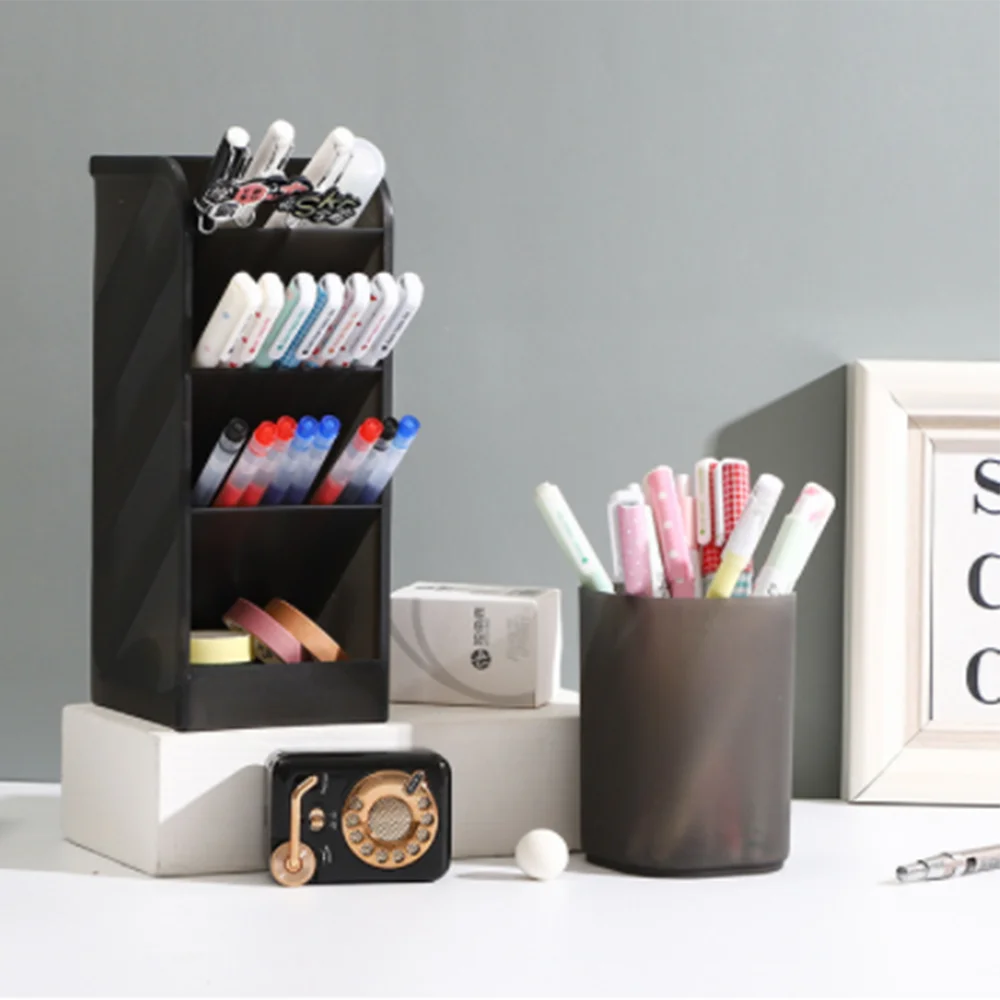 Multifunctionele Creatieve Schuine Insteekpenhouder Student Desktop Emmer Opbergdoos Organizer Kantoorpenhouder