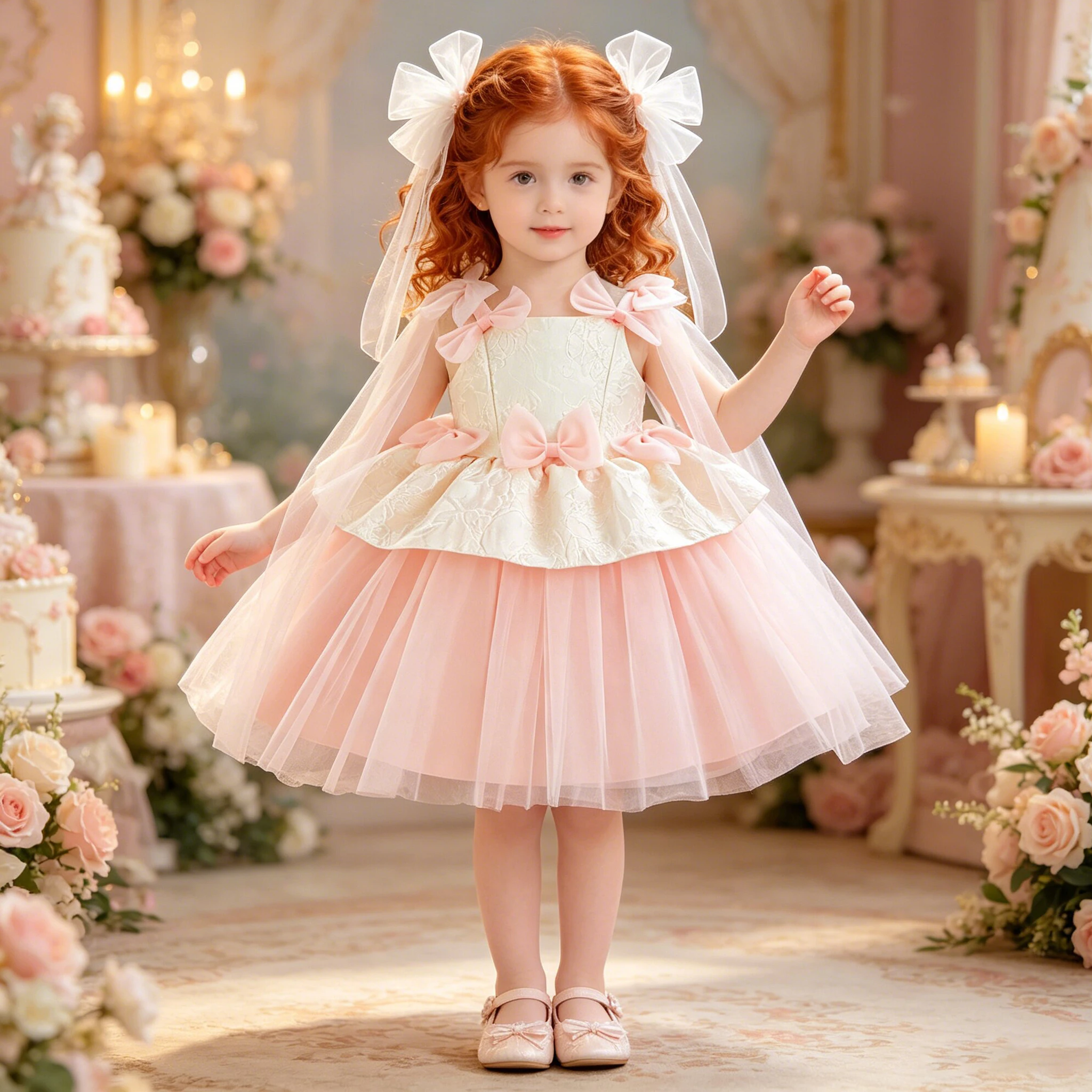 

Elegant Pink Bow Party Baby Girls Dress Toddler Baptism 1st Birthday Princess Dresses for Kids Wedding Bridesmaid Prom Costume