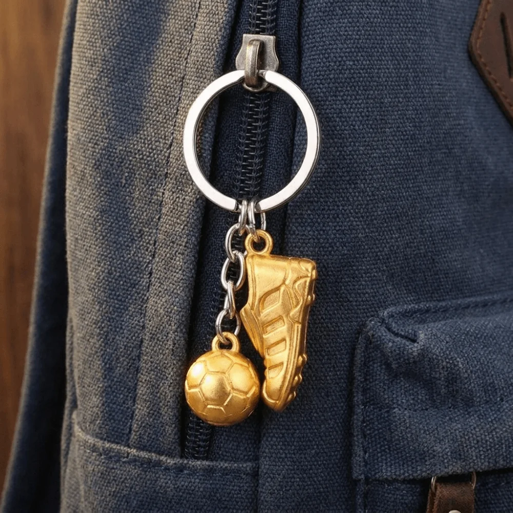 Cool Zinc Alloy Football Match Shoes Keychain Silver Gold Mini Sports Pendant Personalized Football Keychain Gift