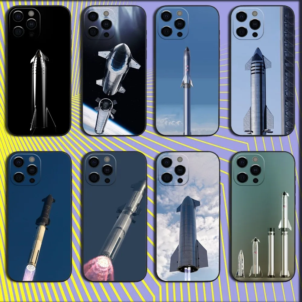 Space starter Sn15 Rocket Phone Case For iPhone 16,15,14,13,12,11,Pro,X,XS,Max,XR,Plus,Mini Soft Black Cover