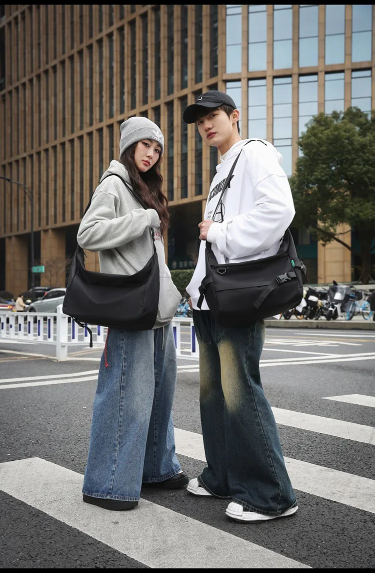 Men's Lightweight Cloth Crossbody Bag - Multi-Layered Durable Sling for Daily Commute And Travel - Shoulder Chest Bag