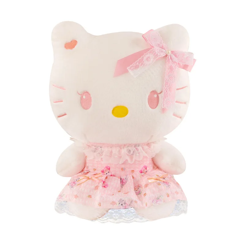 70 cm Sanrio Kawaii Hello Kitty Plüschtier im Prinzessinnenkleid, süße Lolita KT Katze, gefüllte Puppe, Dusche, Geburtstagsgeschenk für Kinder und Mädchen