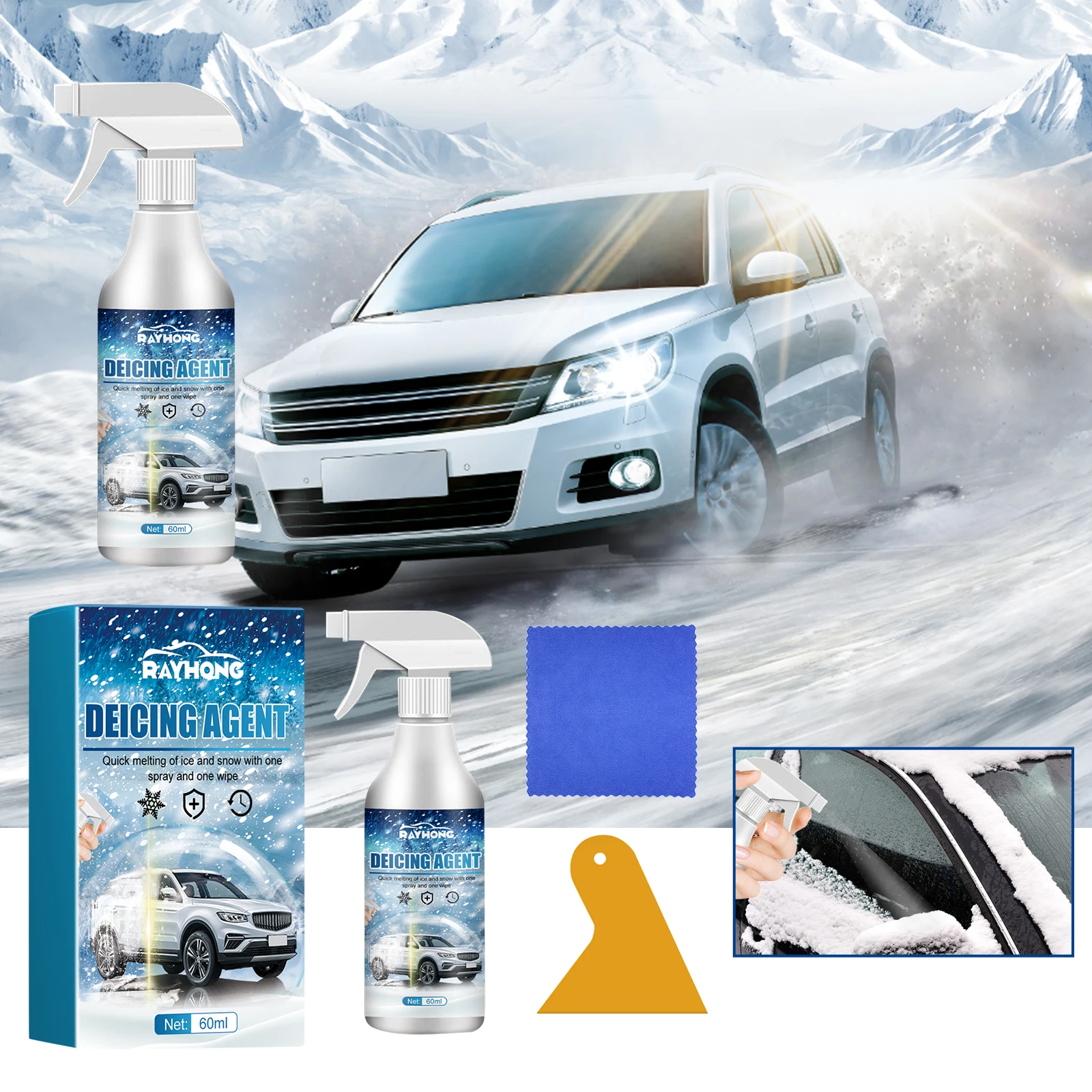 Car De Icer Spray Rapid Melt Ice Snow Defrost Anti Frost Anti Slip Windshield Window Lock Clean Winter Auto Snow Melting Spray