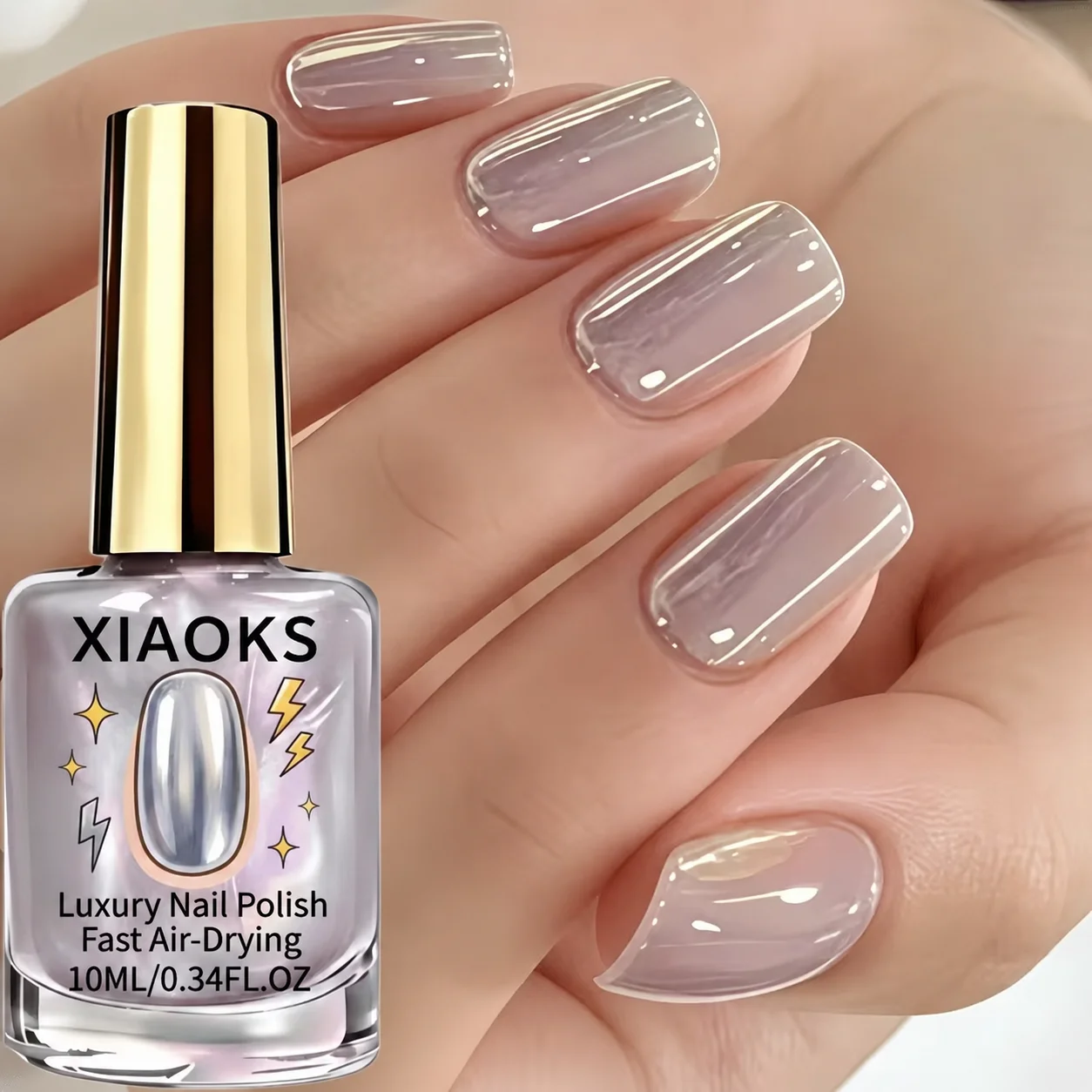 Xiaoks Light Purple Opal Glazed Nail Polish, Swiss-Imported Opal Pearlescent Powder, No-Bake Natural Air-Drying, Clear Glazed Shine, Smooth Application and Excellent Leveling, Dynamic Opal Fine Glitter Nail Surface, Gentle Everyday Wear-Friendly Nail Polish, Film-Forming Surface Layer Resistant to Daily Bumps and Friction, Good Adhesion, Quick-Drying Formula, Non-Sticky, Color-Fast, Clear and Atmospheric Nail Polish, Suitable for DIY Nail Art at Home, Adaptable to Multiple Scenarios