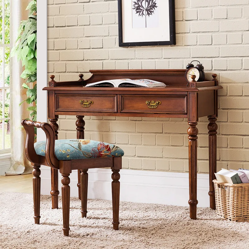American all-solid wood desk bedroom home writing desk European simple small apartment computer study desk chair
