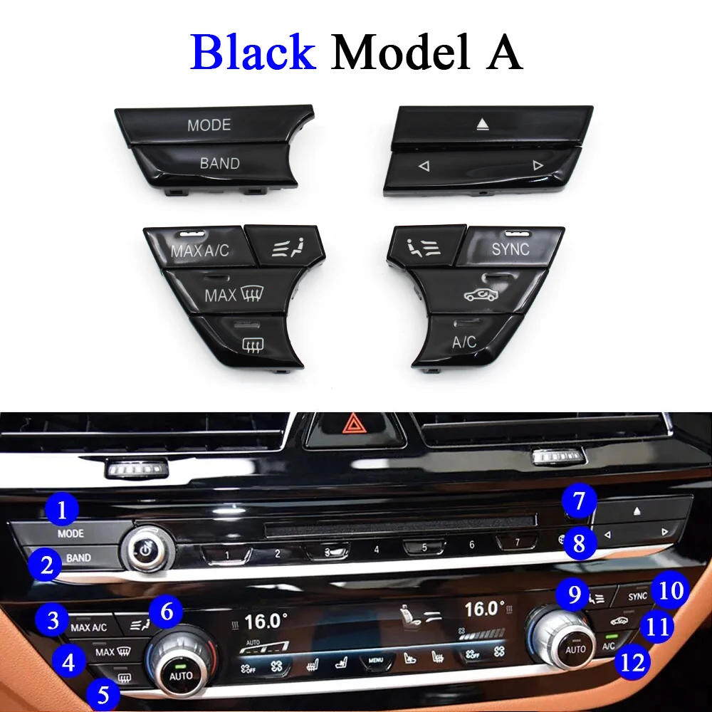 Car Accessoires 12/Set Dash Console AC Air Vent Control Push Button Cover Keys Replacement For BMW 5 7 Series G30 G38 G11 G12