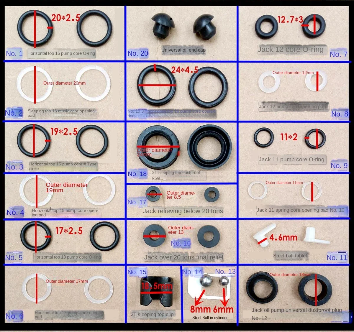 10pcs Auto Parts 3 Ton Horizontal Jack Hydraulic Top Pressure Rod Oil Seal Spring Pump Core Jacks Prevent Oil From Spilling