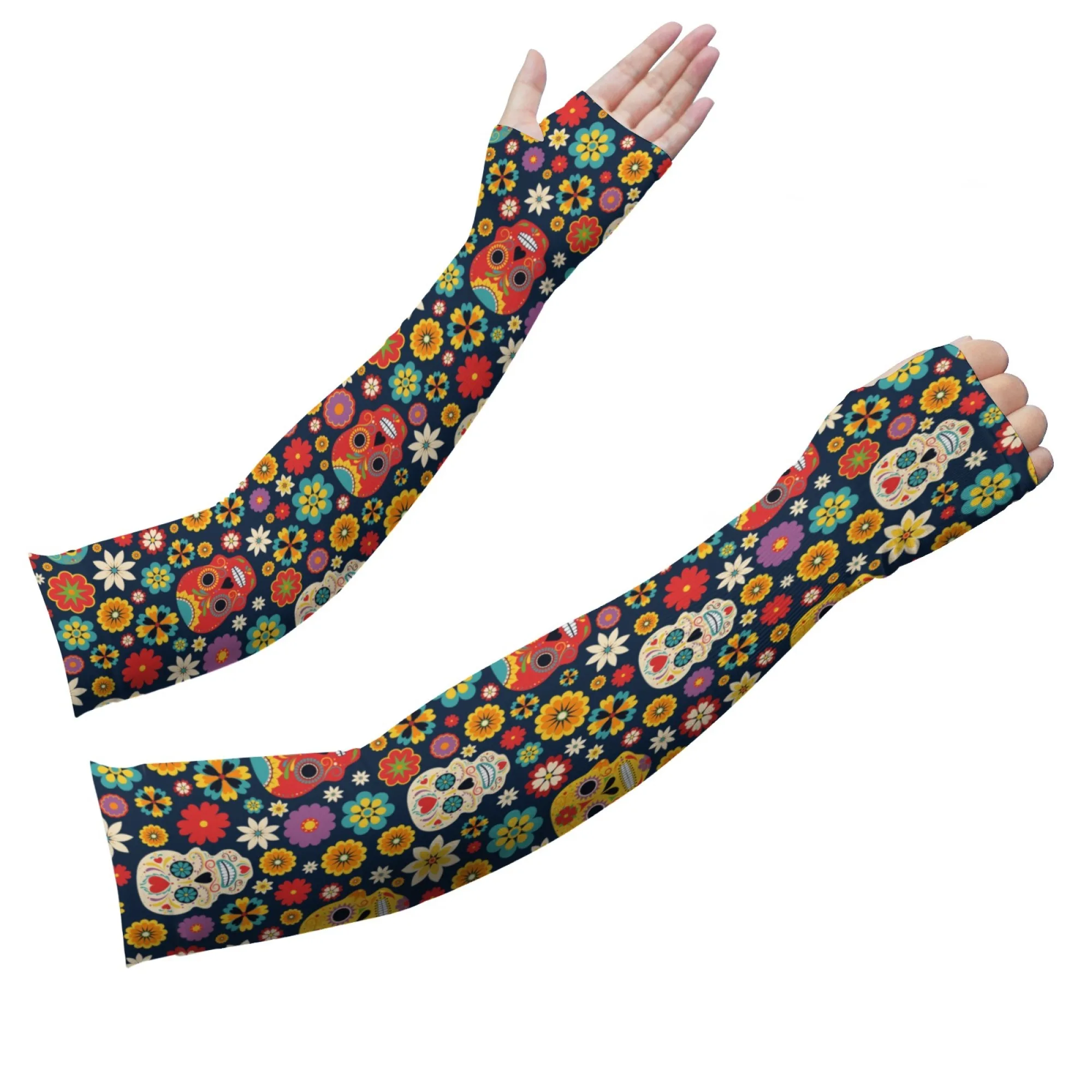

Sugar Skull Ice Sleeves Unisex Breathable Non-slip Quick-drying Sleeves Happy Outdoor Cycling Hiking Gardening Protective Cover
