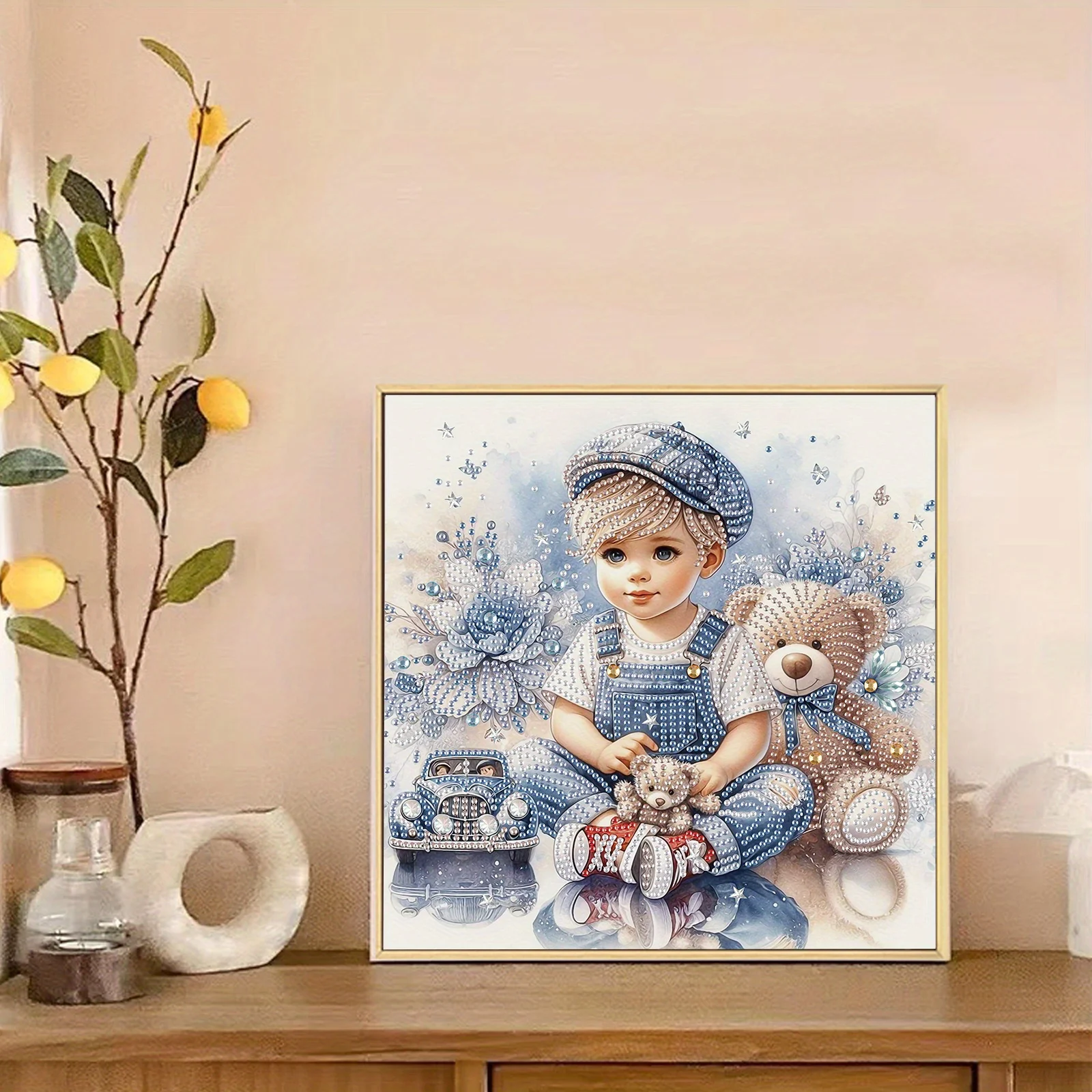 DIY Boy and Bear 5D Special Shape Diamond Art Kits for Beginners,Diamond Art Painting Kits for Home Wall Decoration Gift