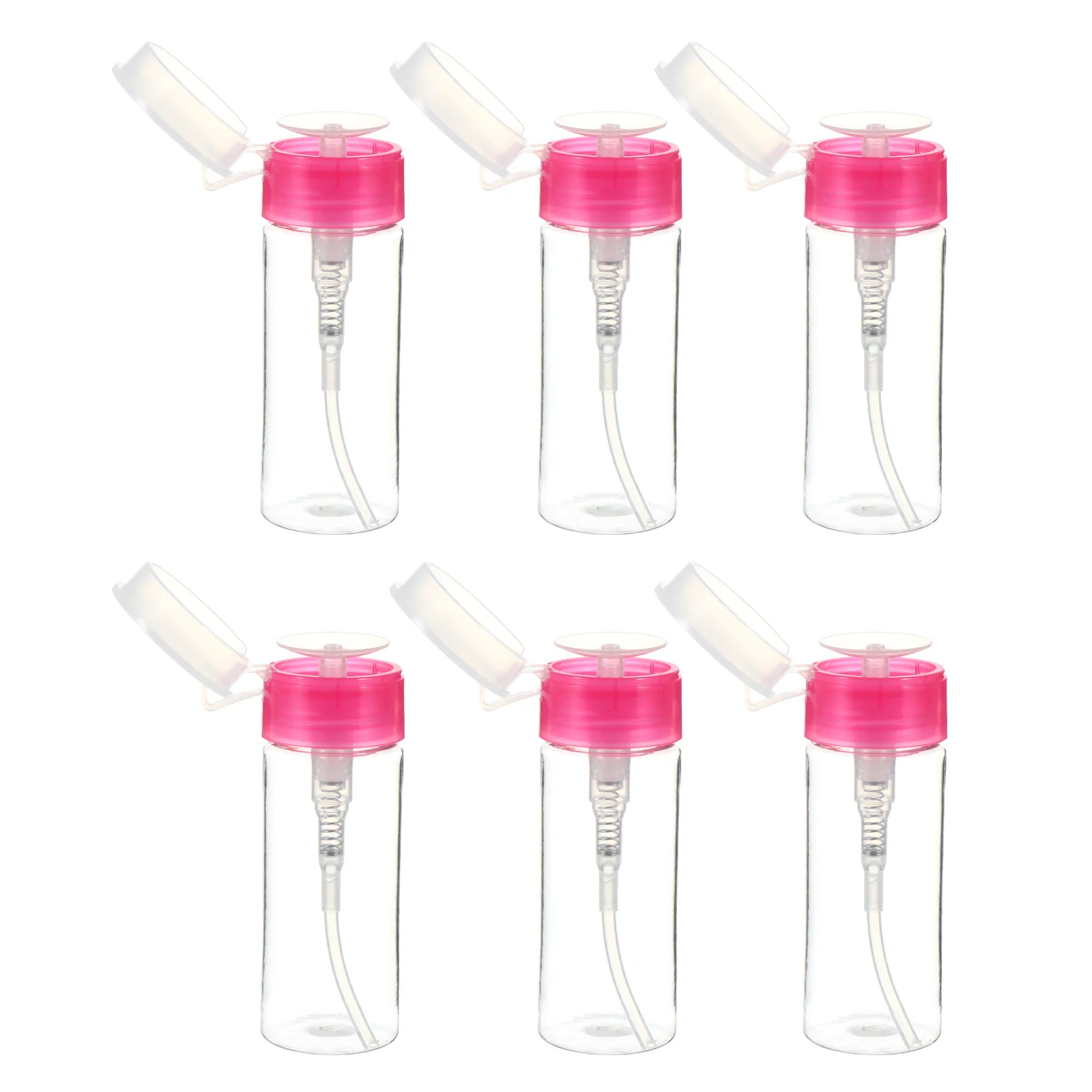 

6 pcs Cleaning Agent Bottle Plastic Pump Dispenser For Nail Polish Remover Alcohol Liquid Storage Pressing Bottle Leakproof