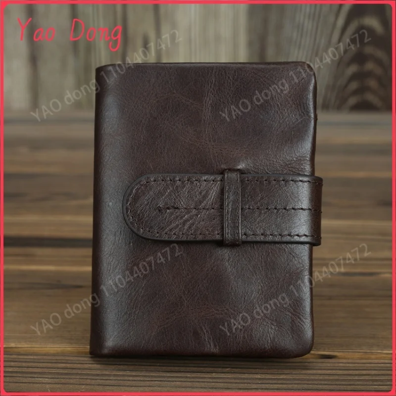 Yao Dong Vintage Genuine Leather Man's Wallet Luxury Soft Cowhide Men Coin Purse Business Card Holder Fashion Short Money Clip