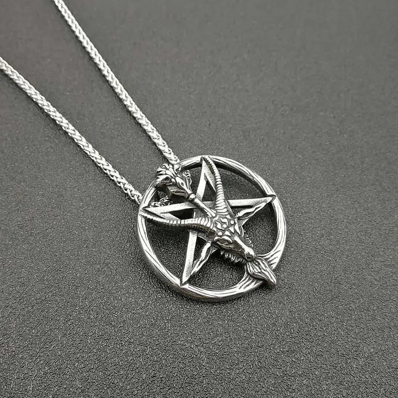 Punk Retro Stainless Steel Satan Sheep Ram Pendant Necklaces for Men Rock Jewelry Drop Shipping