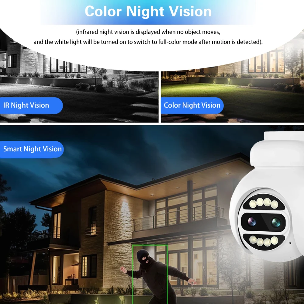 كاميرا POE PTZ عدسة مزدوجة 8MP 4K 8X تكبير رقمي اللون للرؤية الليلية الصوت الأمن مراقبة الفيديو CCTV كاميرات IP XMEye App #3