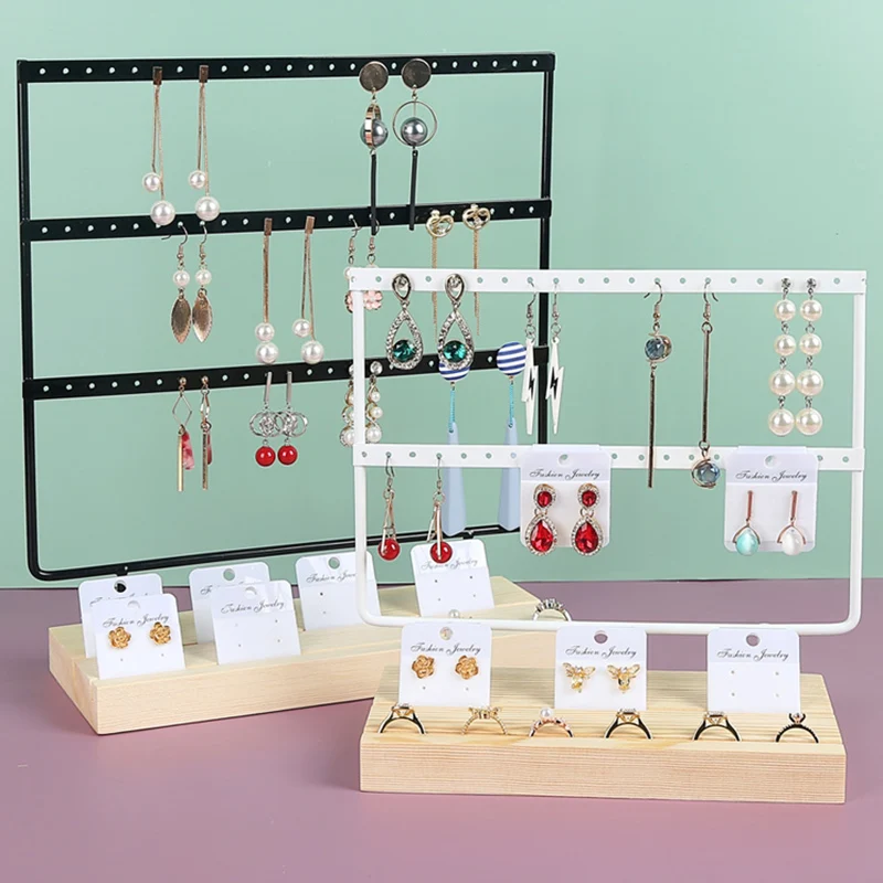 

1pcs 24/44/66 Holes Stand Holder Wooden Base Tray Earrings Storage Rack Earring Storage Rack Ear Studs Pendant Presenting Holder