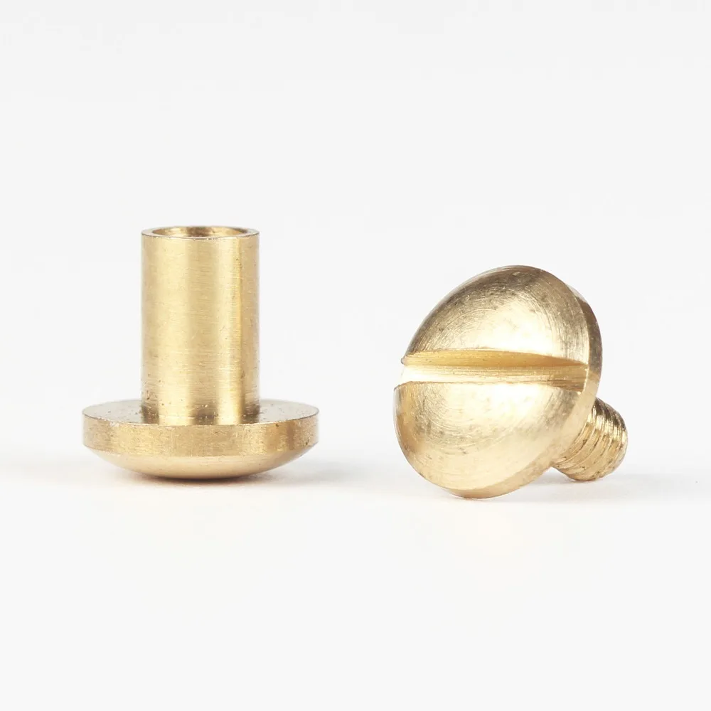 WUTA Brass Arc Belt Screw Stud Double Curved Head Chicago Nail Rivet For Leather Craft  DIY Belt/strap Accessories-Multi-size