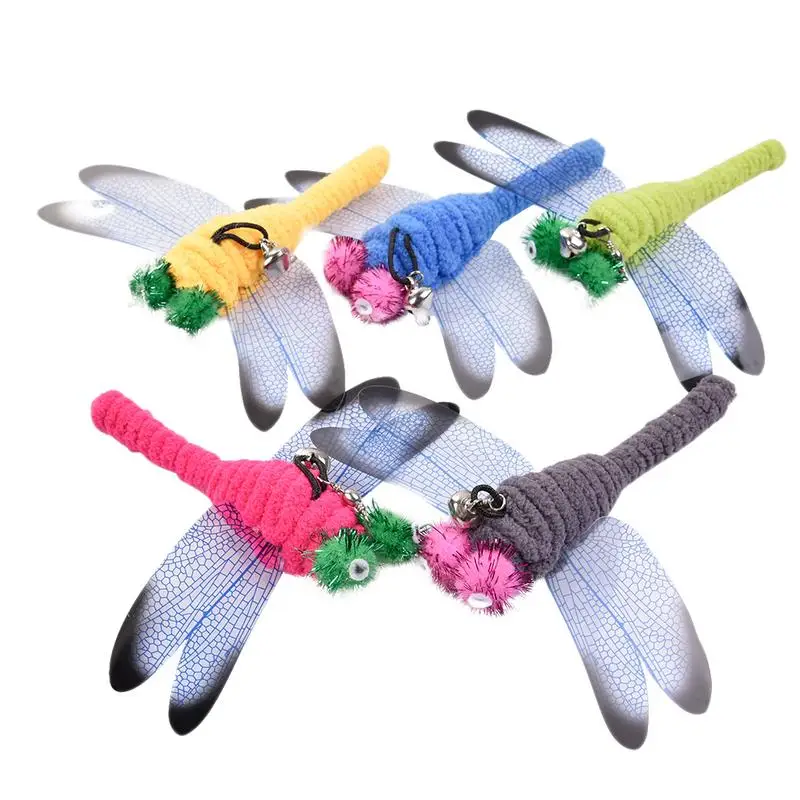 5Pcs Cat Toys Dragonfly Replacement Head Interactive Cat Teaser Stick Replacement Head Plush Cat Teaser Wand Pet Products