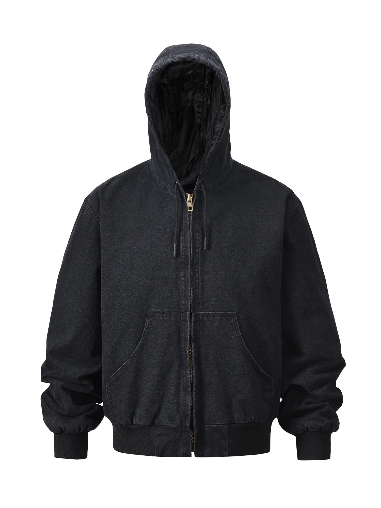 

Vintage Waed Hooded Jaet Thiened Cotton Zipper Heavy Du Coat Youth ular Casual Outerwear for Men Spring Autumn Winter