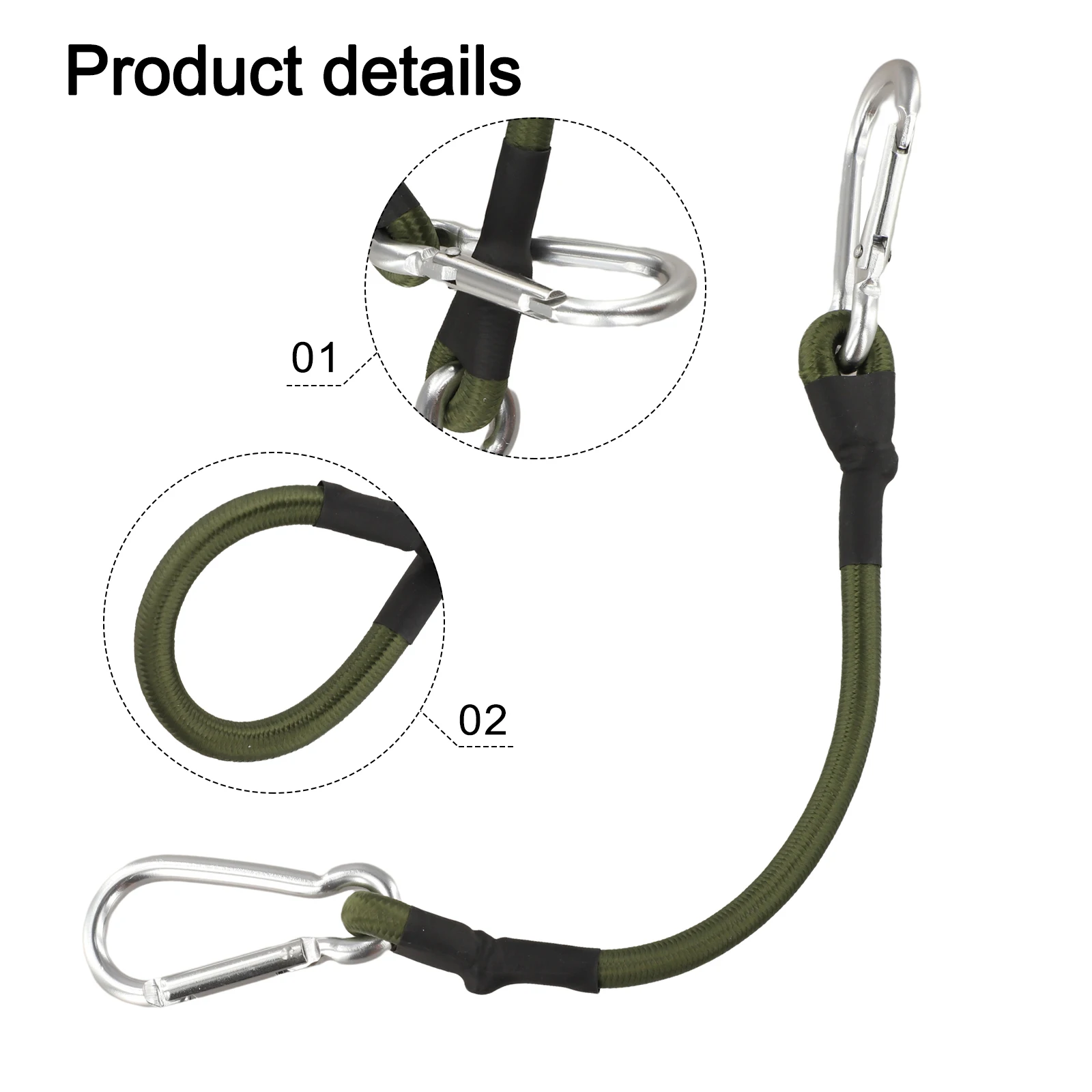 All Weather Use Elastic Rope Heavy-duty Rope Carabiner Hook Flexible Use Heavy-duty Applications High-strength Rubber