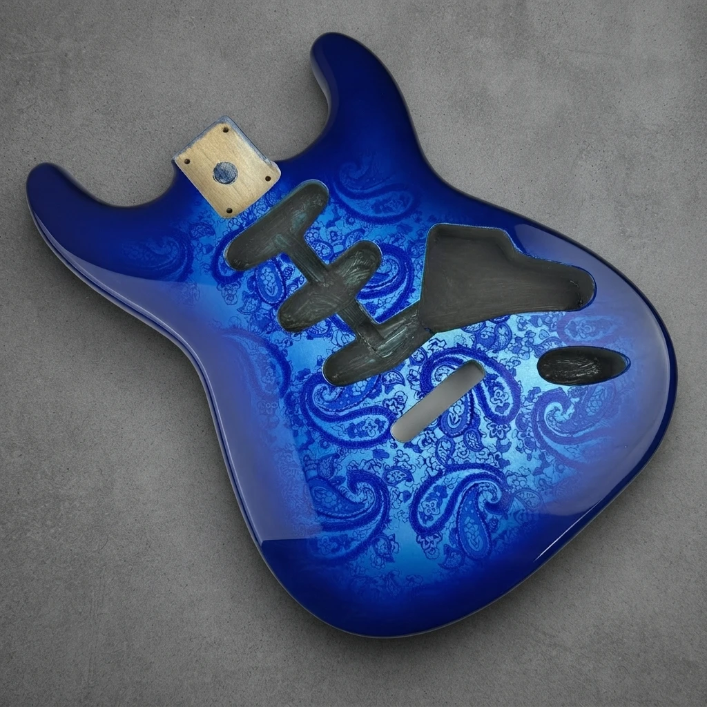 Metallic Green ST Guitar Body, Gloss Polyester Finish, Pre-Routed, Standard Neck Pocket, Replacement for DIY Custom Building
