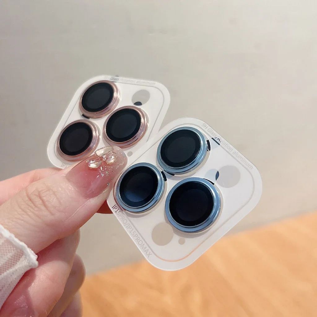 2-3 قطع من واقيات الكاميرا الدائرية المعدنية لهاتف آيفون 15 16 برو ماكس