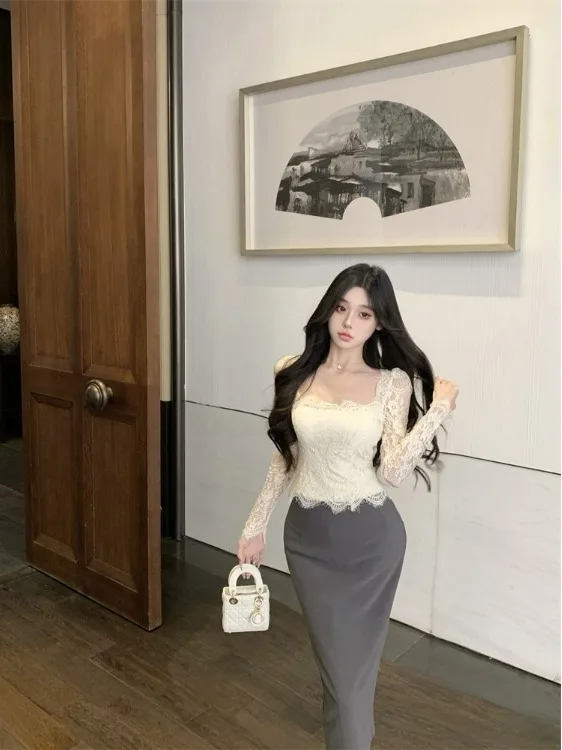 

Сексуальная футболка Pure Desire, женская футболка с квадратным воротником, кружевная основа, летняя высококачественная белая внутренняя одежда с цветочным принтом, верхняя одежда